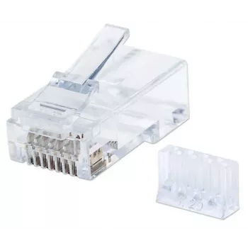 Connettore modulare RJ45 Intellinet, Cat6, UTP, 3 pin, per filo massiccio, contatti dorati 15 µ, confezione da 90