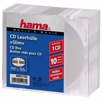Custodia vuota sottile per CD Hama 051164 confezione da 10 trasparente 1 disco