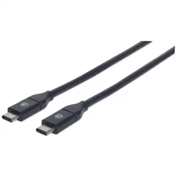 Cavo Manhattan USB-C a USB-C, 50 cm, connettore maschio a connettore maschio, nero, 10 Gbit/s (USB 3.2 Gen2, anche USB 3.1), 3 A (ricarica rapida), SuperSpeed+ USB, garanzia a vita, corrisponde a USB31CC50CM