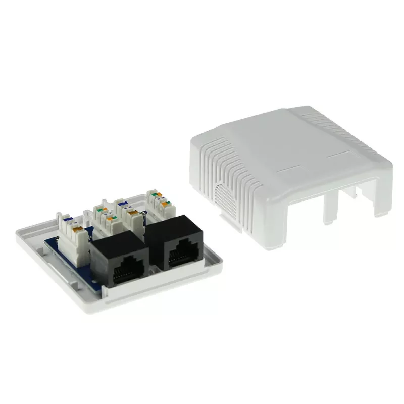 Scatola da parete ACT 2 moduli non schermata CAT5E — 59×29,5×61 mm