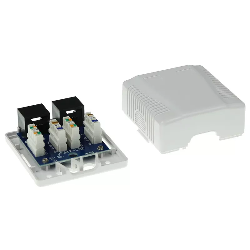 Scatola da parete ACT 2 moduli non schermata CAT5E — 59×29,5×61 mm