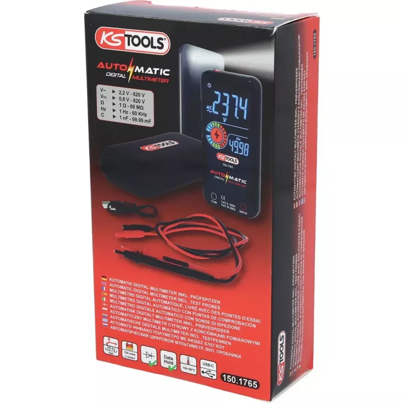 KS Tools 150.1765 multimetro digitale automatico con puntali di misura