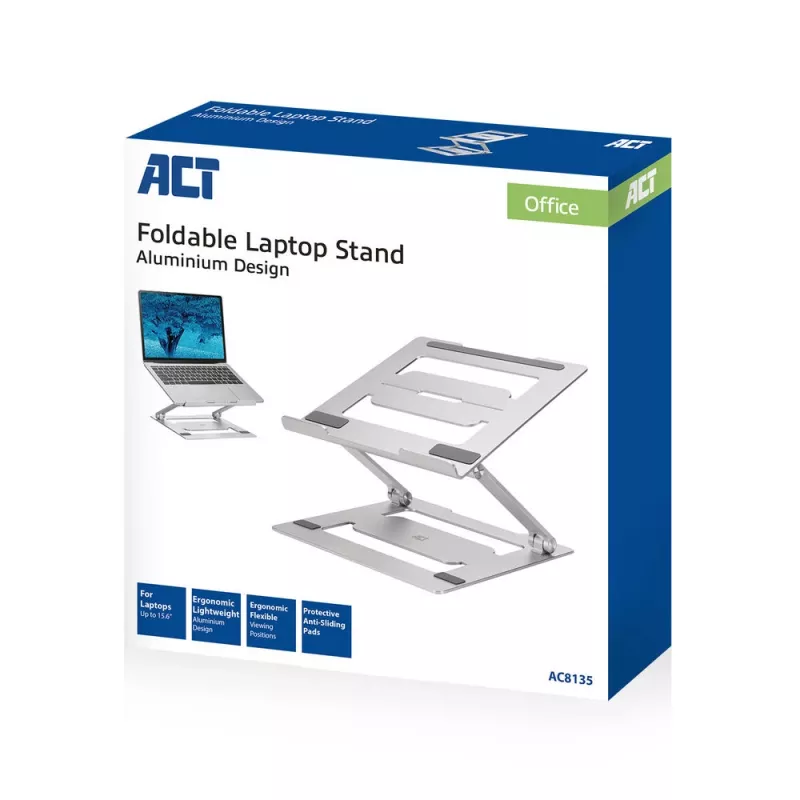 Supporto per laptop ACT AC8135 alluminio grigio regolabile in altezza in modo continuo