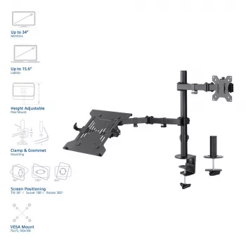 ACT AC8305 braccio per laptop e monitor fino a 15,6 pollici, nero