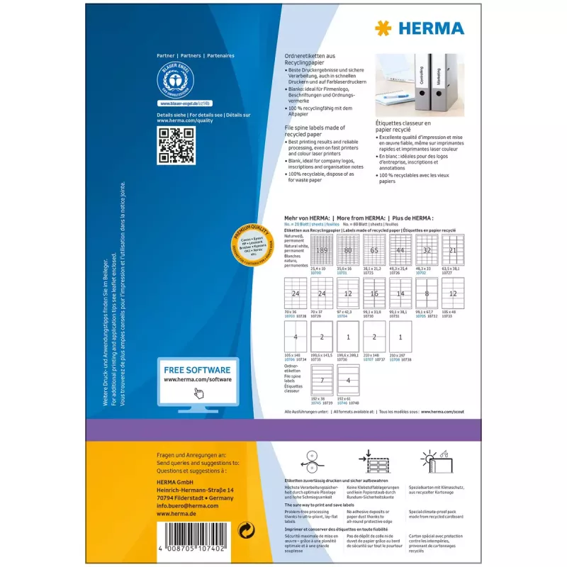 Etichette adesive per stampante HERMA 10740 bianco 19,2x6,1 cm 320 etichette