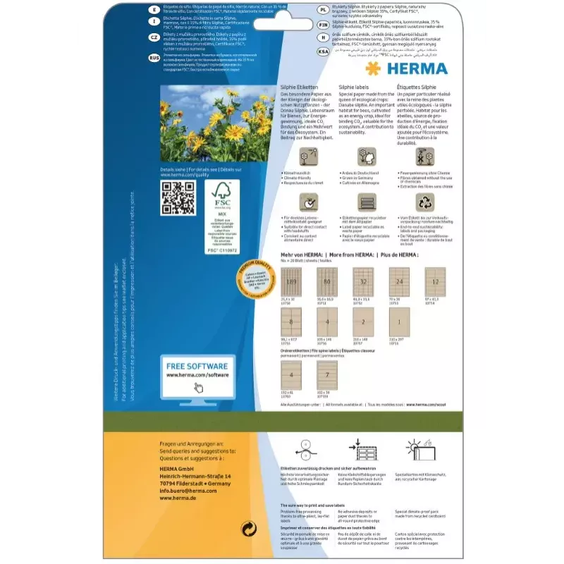 Etichette adesive HERMA 10750 rettangolare permanente marrone 3780 pezzi