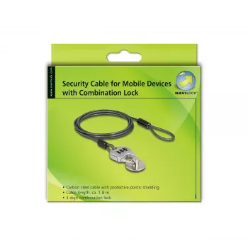 Cavo di sicurezza Navilock 20657 nero 1,8 m lucchetto a combinazione