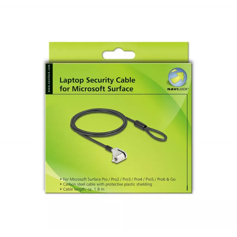 Navilock kit di sicurezza per notebook nero 1,8 m lucchetto a chiave