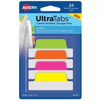 Etichette segnapagina Avery Ultra Tabs verde arancione rosa giallo 74767