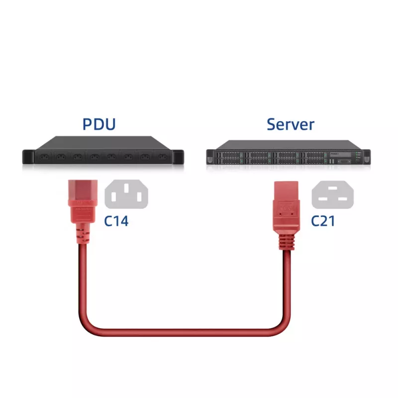 ACT AK5377 cavo di alimentazione da C14 a C21 IEC60320, 2 m, rosso