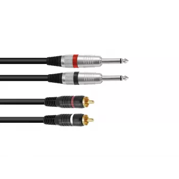 Cavo audio Omnitronic 30225213 1,5m 2x6,35mm 2xRCA nero