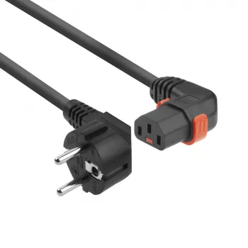 ACT cavo di alimentazione connettore CEE 7/7 (angolare) – C13 IEC Lock (angolare a destra) nero 3 m, EL454S
