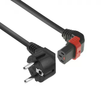 ACT cavo di alimentazione connettore CEE 7/7 (angolare) - C13 IEC Lock (angolare verso l'alto) nero 3 m, EL456S