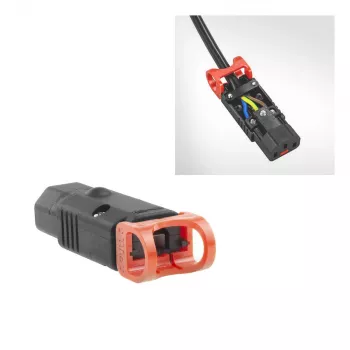 ACT C13 IEC Lock+ ricollegabile nero, PA130100BK, C13, nero, rosso, connettore femmina, dritto, nylon, 1,5 mm²