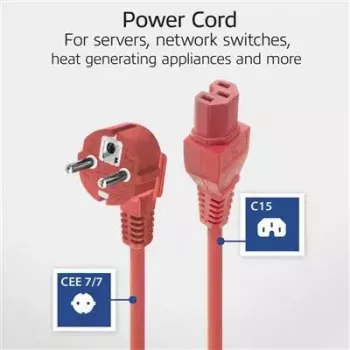 ACT cavo di alimentazione connettore Schuko CEE 7/7 angolare C15 rosso 1 m 250 V 10 A