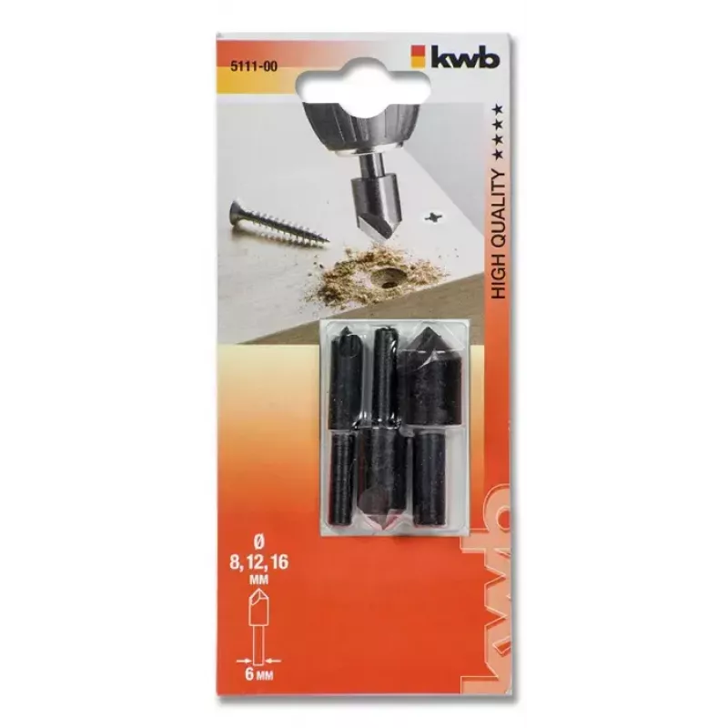 Punta per svasare KWB 511100 3 pezzi per metallo legno
