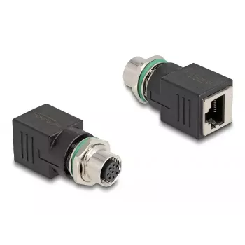 DeLOCK Adattatore M12 codifica A connettore femmina 8 poli su connettore femmina RJ45 dritto