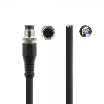 ACT Industrial Cavo sensore 3,00 metri M12A 4 poli connettore maschio su estremità libera, cavo TPE Superflex Xtreme, schermato