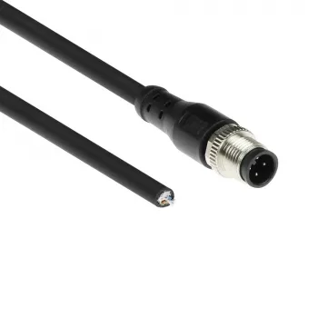 ACT Industrial Cavo sensore 5,00 metri M12A 4 poli connettore maschio su estremità libera, cavo TPE Superflex Xtreme, schermato