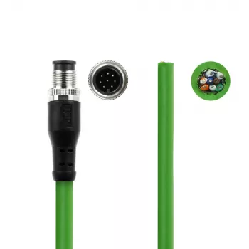 ACT Industrial cavo sensore 1,50 metri M12A 8 poli connettore maschio a estremità aperta, Ultraflex cavo TPE, schermato