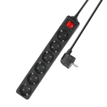 ACT ciabatta con interruttore illuminato, 6 prese, 3 m, nero