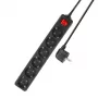ACT ciabatta con interruttore illuminato, 6 prese, 3 m, nero