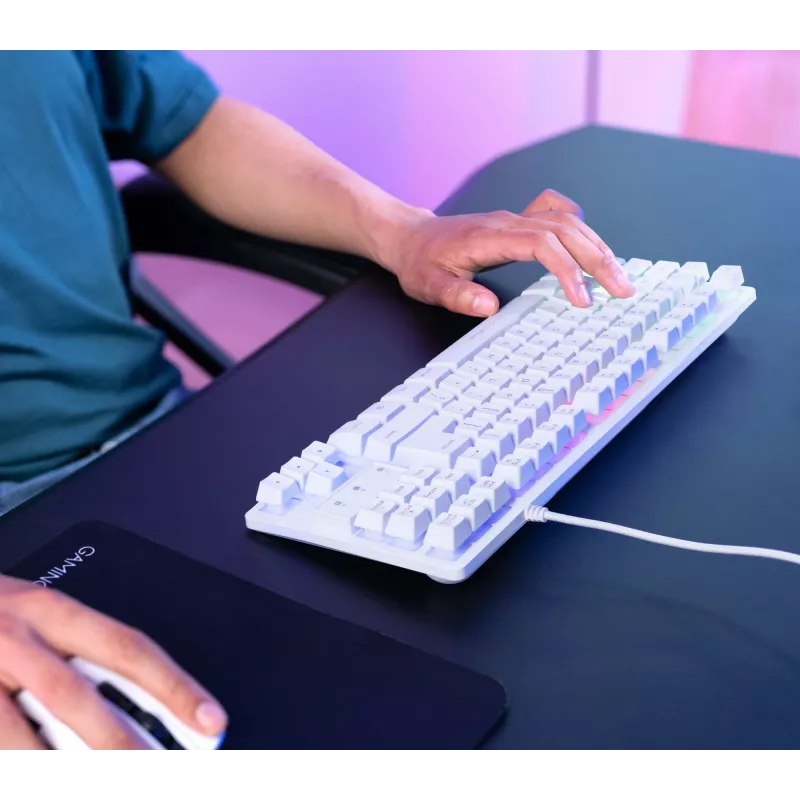 Trust GXT 833W Thado tastiera gaming USB QWERTZ tedesco bianco