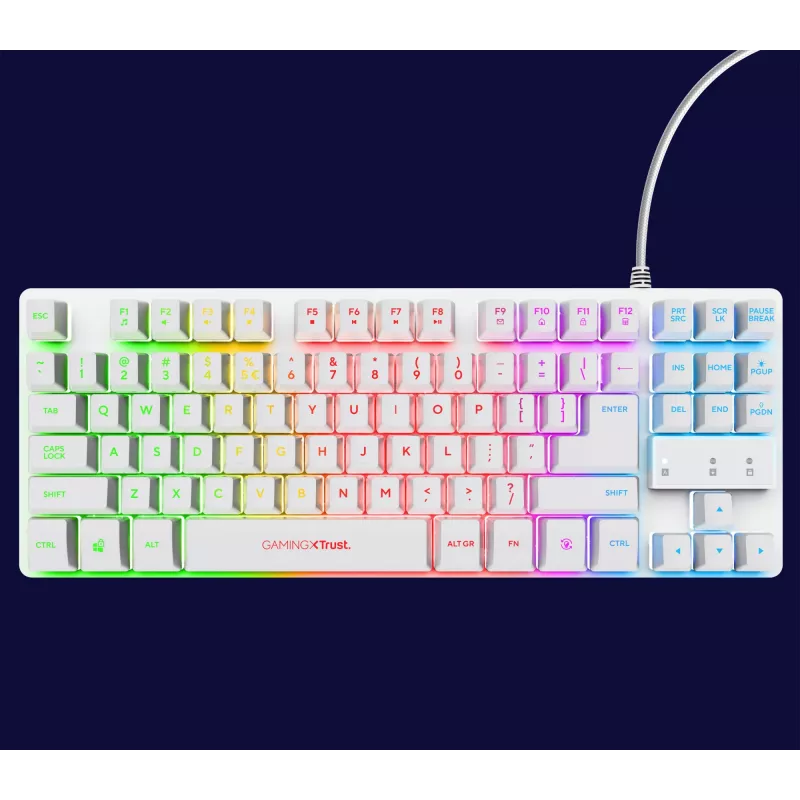 Trust GXT 833W Thado tastiera gaming USB QWERTZ tedesco bianco