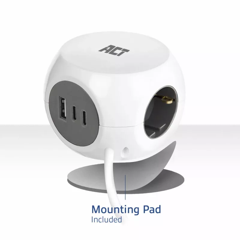 ACT AC2420 prolunga elettrica 1,5 m 3 prese AC per interni bianco