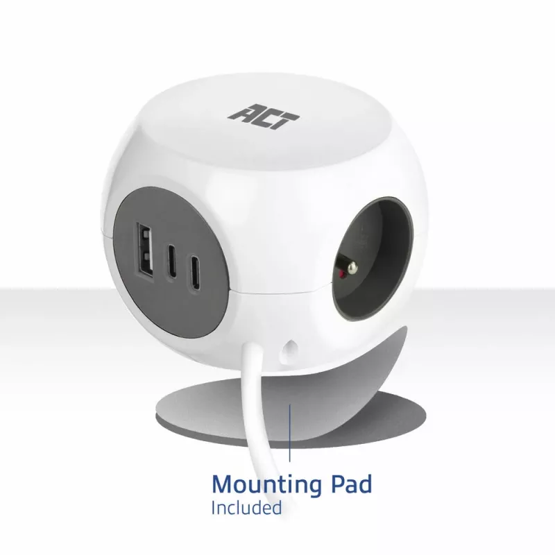 ACT AC2425 prolunga elettrica 1,5 m 3 prese AC per interni bianco