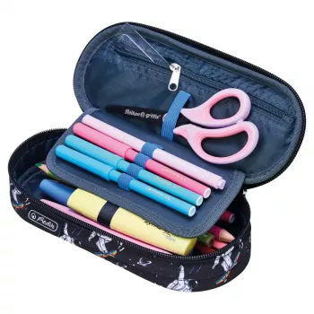 Herlitz Space Skater Astuccio morbido in poliestere blu scuro bianco