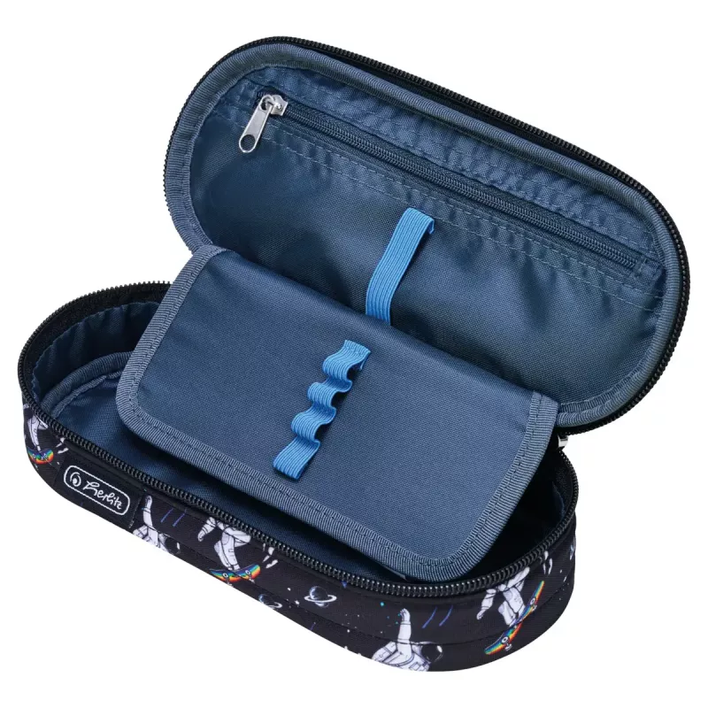 Herlitz Space Skater Astuccio morbido in poliestere blu scuro bianco