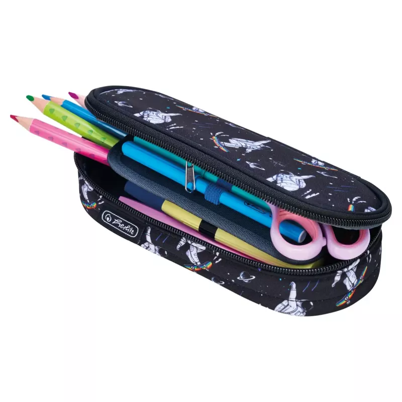Herlitz Space Skater Astuccio morbido in poliestere blu scuro bianco
