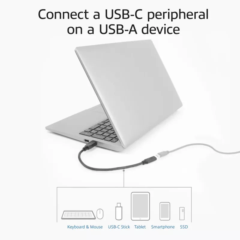 Adattatore USB ACT AC7460 connettore maschio USB-A su connettore femmina USB-C a 24 poli, 20 cm, 5 Gbit/s