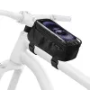 Hama 00121353 borsa da telaio per bicicletta per il tubo orizzontale, con scomparto trasparente per il telefono, nera