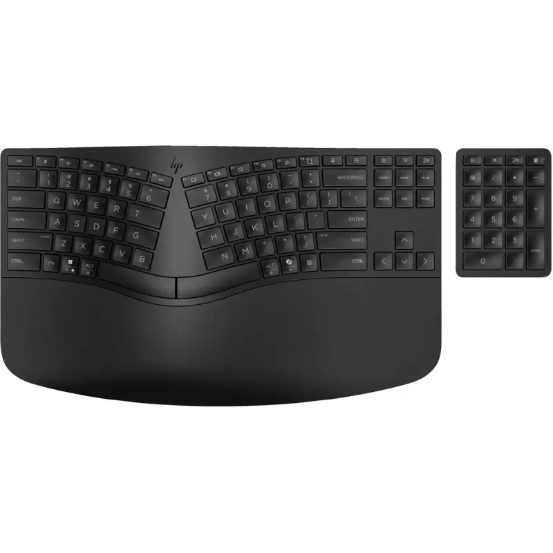 HP 960 Ergonomic Wireless Tastiera Full-size 100% RF Wireless + Bluetooth membrana nero per uso domestico