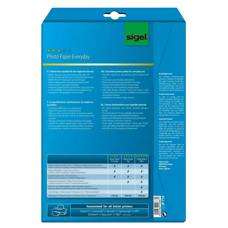 Carta per stampa A4 Sigel IP710 Gloss 20 fogli bianco