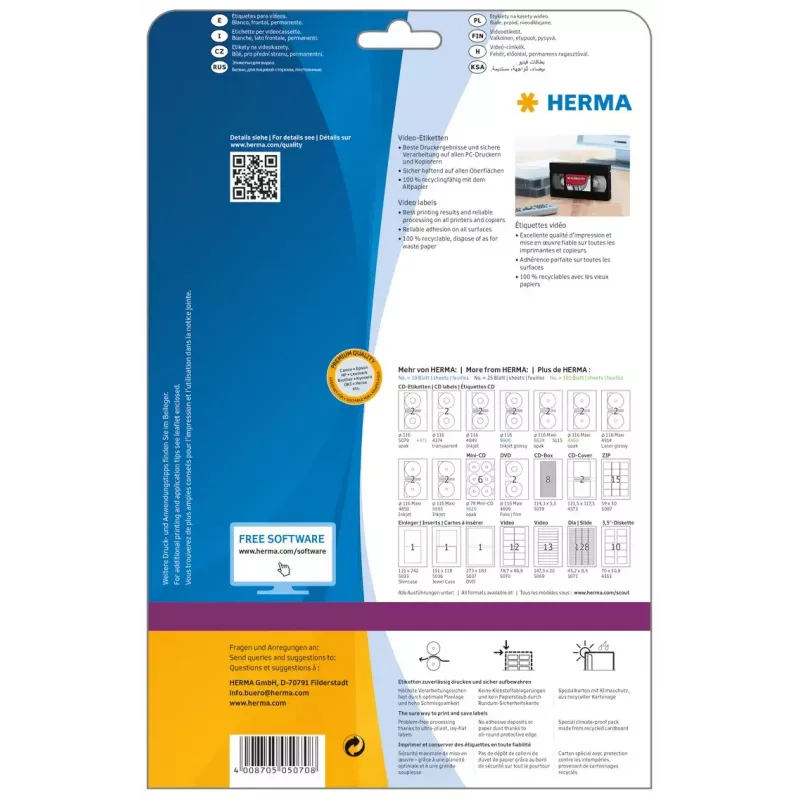 Etichetta adesiva per stampante HERMA Videoetiketten A4 78,7x46,6 mm