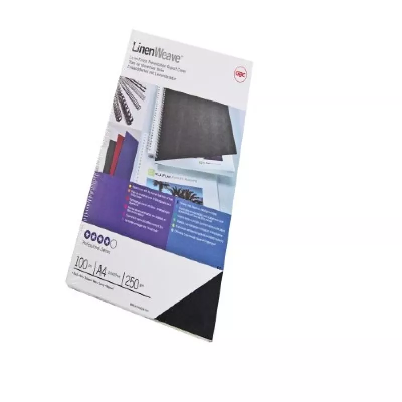 GBC LinenWeave CE050010 copertine per rilegatura, A4 (210 x 297 mm), 250 g/m², 100 pz., nere