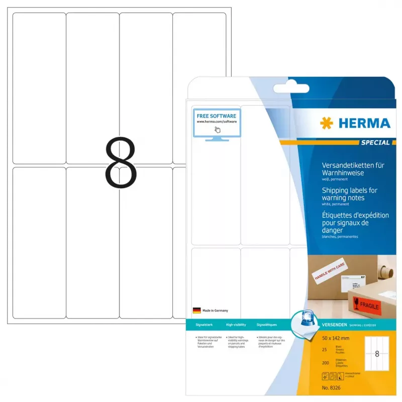 Etichetta di spedizione avvertenza HERMA 8326