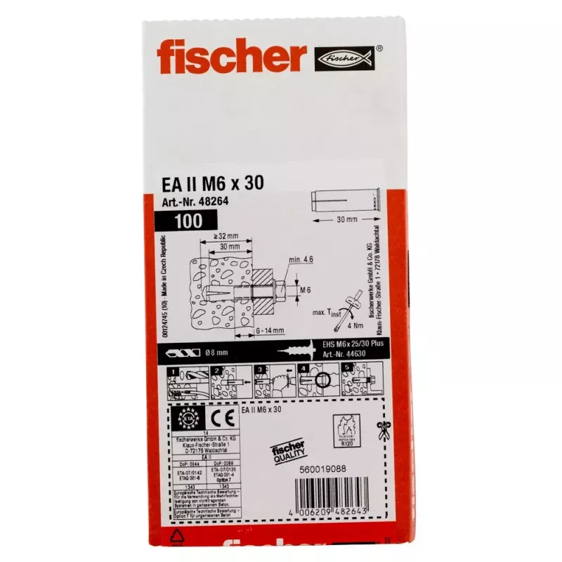 Tassello Fischer EA II M6 100 pz. 30 mm
