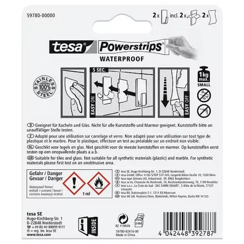 Gancio per asciugamani TESA 59780-00000 acciaio inox 2 pz.