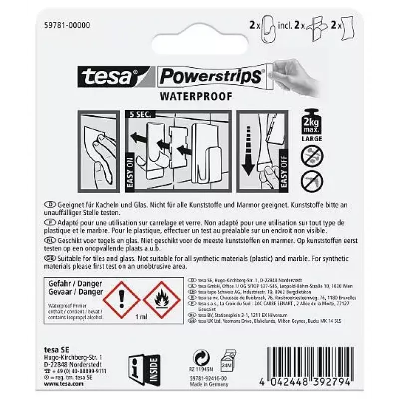 Gancio per asciugamani TESA 59781-00000 per interni bianco 2 pezzi