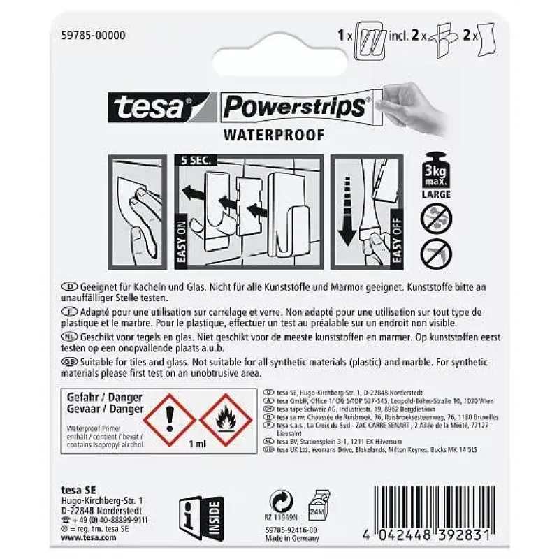 Gancio per asciugamani TESA 59785-00000 per interni acciaio inox bianco