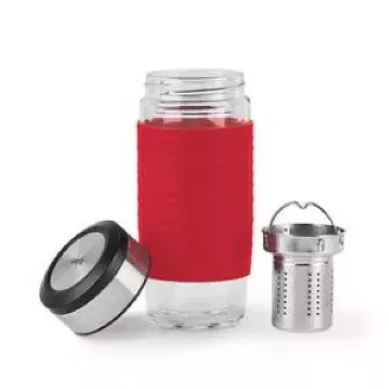 Emsa TEA MUG tazza isotermica con filtro 2-in-1, 420 ml, rosso
