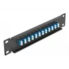 Patch panel in fibra ottica DeLOCK 10 pollici 12 porte LC duplex blu 1U nero
