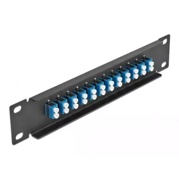 Patch panel in fibra ottica DeLOCK 10 pollici 12 porte LC duplex blu 1U nero