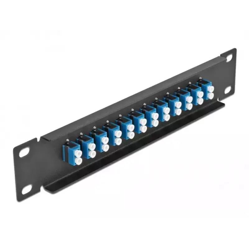 Patch panel in fibra ottica DeLOCK 10 pollici 12 porte LC duplex blu 1U nero