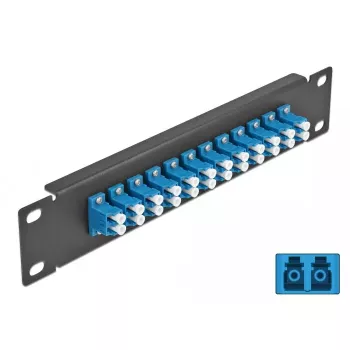 Patch panel in fibra ottica DeLOCK 10 pollici 12 porte LC duplex blu 1U nero