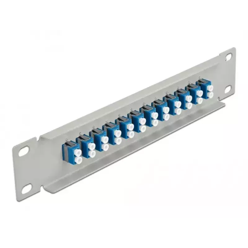 Patch panel in fibra ottica DeLOCK 10 pollici 12 porte LC duplex blu 1HE grigio